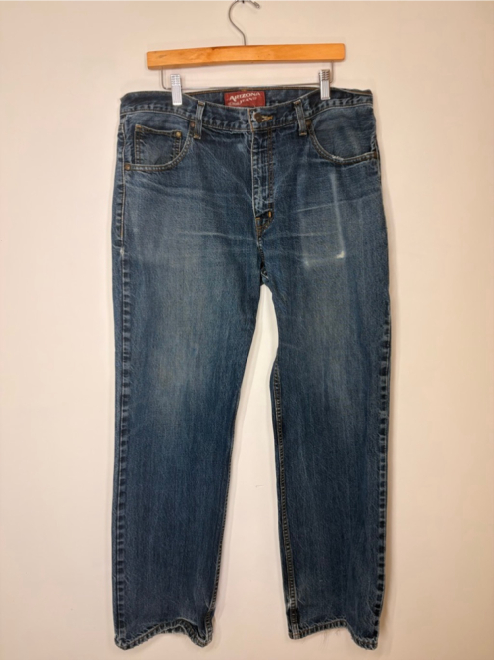 Arizona Jean Co Men 36x32 Straight Relaxed Blue Jean Medium Wash Classic Cotton